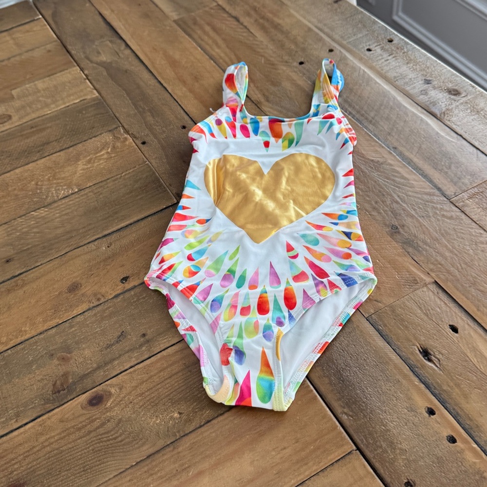 NWT Stella Cove Girls Childrens Size 2Y Happy Hearts One-Piece Rainbow Swimsuit